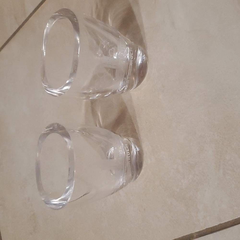 Set of 2 Thick Etched Shotglasses Stockholm Souvenier 3in